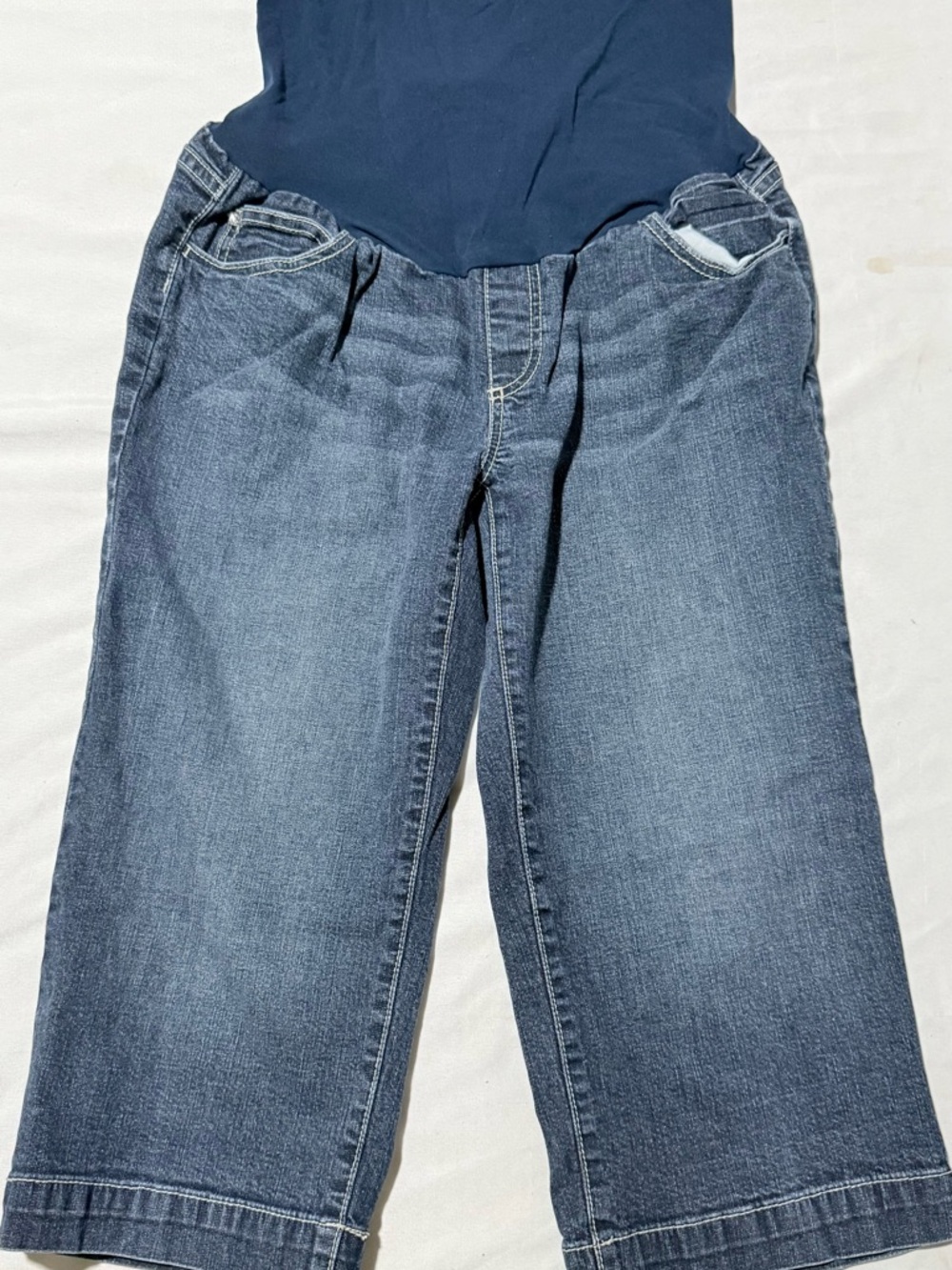 American Star Authentic Clothing Co Maternity Jeans Capris Medium Blue Denim